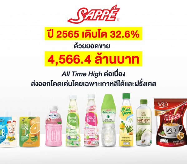 Thai Pride เหตุผลที่ทำให้ SAPPE เติบโต 32.6% ด้วยยอดขายปี 65 ที่ 4,566.4 ล้านบาท All Time High ตลอดปีแบบไม่แผ่ว